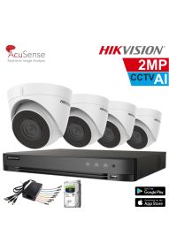 HIKVISION Καταγραφικό AI με 4 καμερες AHD 2Mixels 1080HD