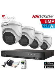 HIKVISION Καταγραφικό AI με 4 καμερες AHD 5Mixels 1080HD